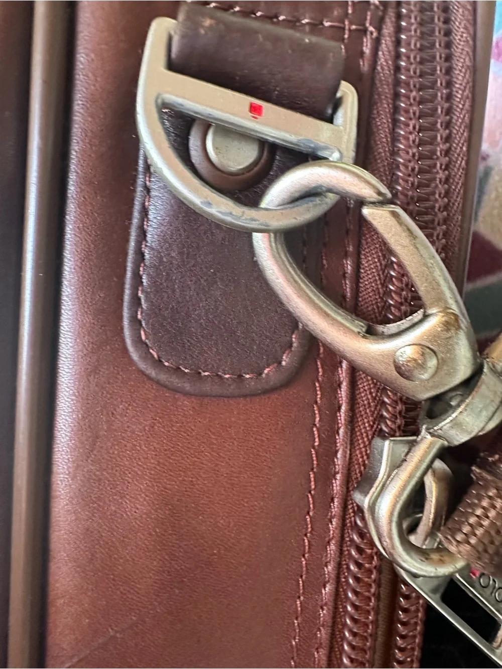 solo Tan Leather Briefcase with Front Zip Pocket